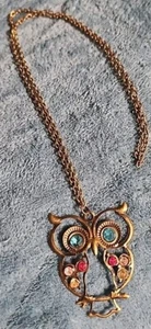 Halskette Eule mit Edelsteinen - Bild 1 von 3