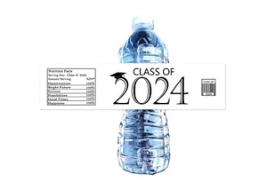 20 2024 Graduation Water Bottle Labels Party Favors Adhesive Waterproof Gloss - Picture 1 of 1