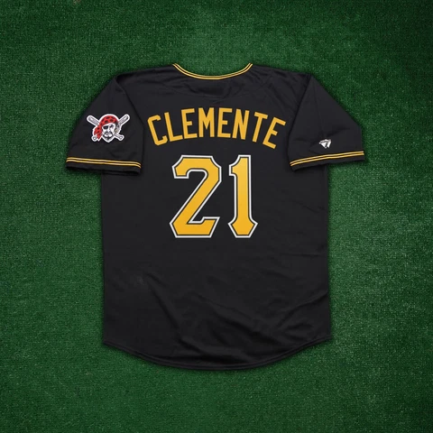 Roberto Clemente Pittsburgh Pirates Men's Alternate Black Jersey w/ Team Patch Cover