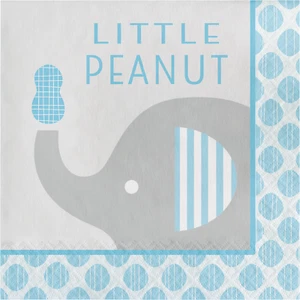 Blue Napkins Elephant Boy Baby Shower Blue Gray Lunch Napkins 16ct Party Supply - Picture 1 of 2