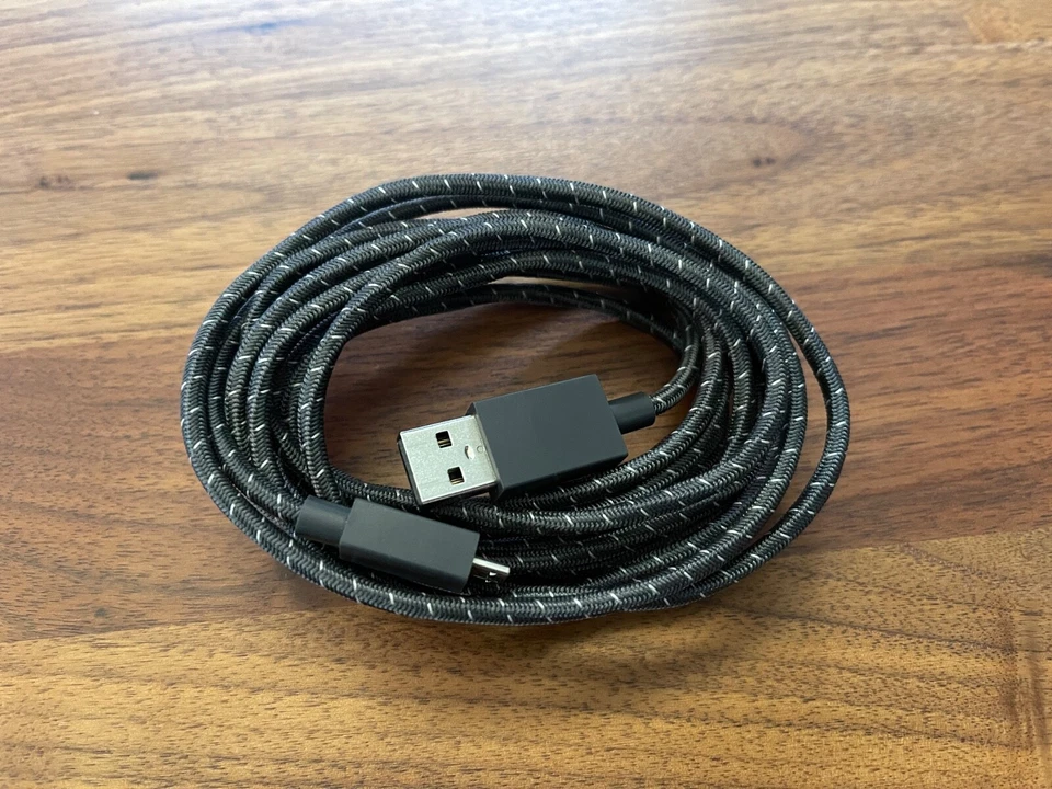 Genuine White Microsoft Xbox Elite Controller USB Cable Gray Braid A to Micro - Image 1 of 1