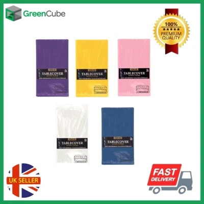 Plastic Tablecloths Solid Rectangle Party Table Covers Cloth Wipe Clean Birthday - Image 1 of 4