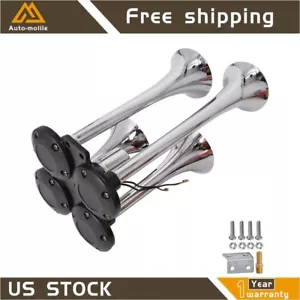Quad Trumpet Air Horn Kit Train Semi Truck Boat RV LOUD 150 db 4 Horns Kit - Picture 1 of 5