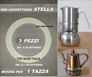 3 PEZZI GUARNIZIONE 1 TAZZA PER CAFFETTIERA STELLA DM. 4,1 CM GUARNIZIONI - Foto 1 di 2