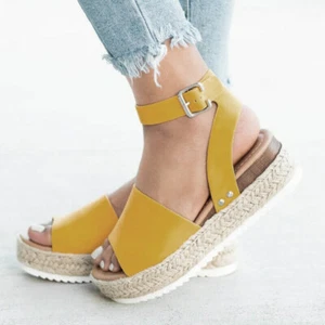 Women Chunky Ankle Strap Sandals Flatform Espadrilles Orthopedic Wedges Shoes UK - Picture 1 of 15