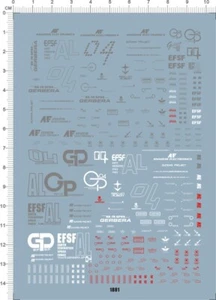 MG 1/100 Scale RX-78 GP-04 GP04 GP04G GP-04G GDM Model Kit Water Slide Decal - Picture 1 of 1