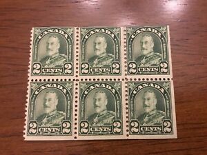 Canada Stamps  booklet plate 6x2c rotary press dull green 164ai George V , F NH