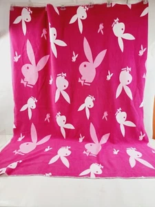 Playboy Classic Bunny Rabbit Heads Dark Pink Plush Fleece Blanket 50" X 60" - Picture 1 of 4