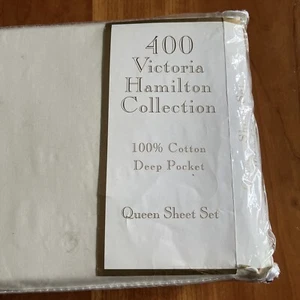 Victoria Hamilton 400 Thread Count Cotton Solid QUEEN Sheet Set Tan 4 Pcs - Picture 1 of 10