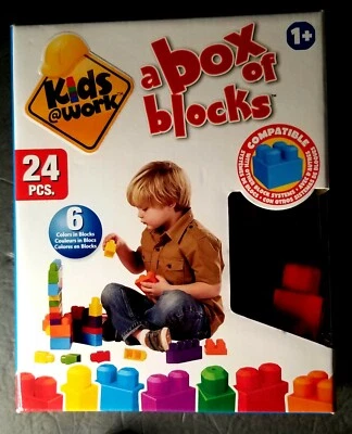 Kid  @ Works A Box Of Blocks 24 pieces Compatible with Mega Blocks - Image 1 of 4