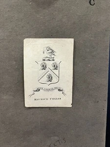 19th Century Ex Libris Bookplate for Maurice Collis - Afbeelding 1 van 1