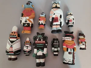 12 VINTAGE KACHINA DOLLS Hollow TERRACOTTA Hand Painted 3.5" & 7" Figurines LOT - Picture 1 of 9