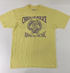 Hanes Fifty-Fifty Vintage T Shirt Chiefs of Police Picnic Sz Large Single Stitch - Picture 1 of 5