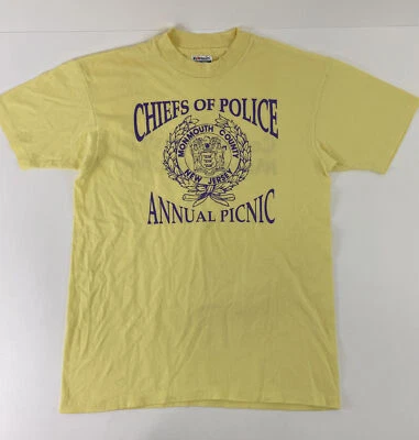 Hanes Fifty-Fifty Vintage T Shirt Chiefs of Police Picnic Sz Large Single Stitch - Image 1 of 4