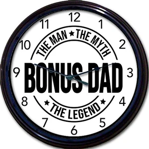 Bonus Papa Wanduhr Vatertag Geschenk Stiefvater Stiefvater Wanddeko Neu 10" - Bild 1 von 1