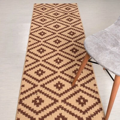 Custom Length Stair Hallway Carpet Runner Rug Non Slip Backing, Kilim, Beige - Image 1 of 4