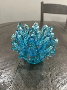 Nesting Candy Dishes (3) Aqua Blue Free Blown Glass 3” - Picture 1 of 11