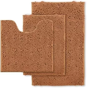 Bathroom Mat Set Non-slip Washable Chenille Plush Bathroom Rug Set - Picture 1 of 7