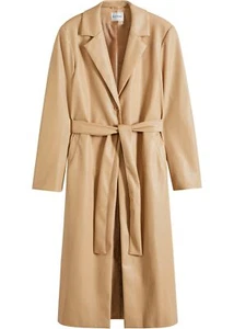 Lederimitat-Mantel mit Gürtel Gr. 42 Latte Macchiato Damenmantel Jacke Coat Neu - Bild 1 von 1