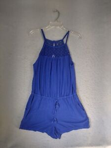Old Navy Womens Romper Medium Blue Jumpsuit Sleeveless Round Neck Solid Casual