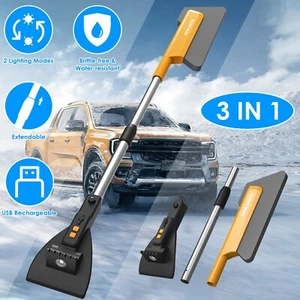 Snow Shovel Brush Removal Tools - 3 in 1 Retractable Car Snow Shovel, Snow Brush - Picture 1 of 18