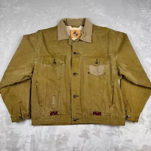 Vintage 80’s Global Jeans The World Over Canvas Jacket Mens XL Patch Work Cotton - Picture 1 of 8