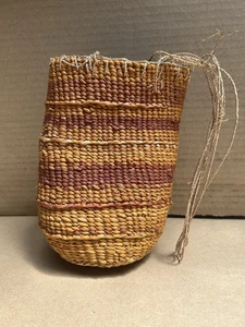 Vintage Australian Aboriginal Dilly Bag. Old Woven Fiber Food Basket Pandanas NT - Bild 1 von 7