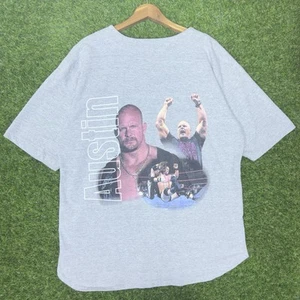 Vintage 1999 WWF Attitude Stone Cold Steve Austin Button Up Gray Shirt Sz Medium - Picture 1 of 9