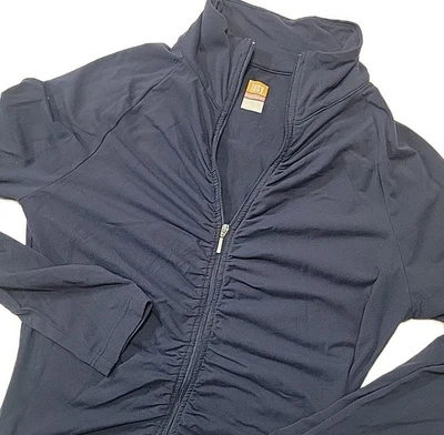 Lucy Power Full Zip  Athletic Jacket Navy Lightweight Scrunch Ruching Small USA - Image 1 of 4
