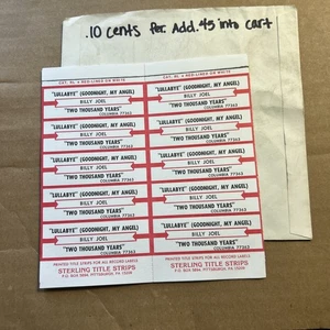 Billy Joel lullaby good night my angel Lot Of 10 Jukebox Title Strips Sheet  B3 - Picture 1 of 2
