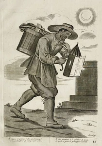 Giuseppe Maria Mitelli - Venditore mele cotte incisione su rame engraving 1690 - Foto 1 di 1