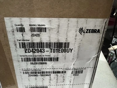 Zebra ZD420 Transfer Thermal Label Printer ZD42043-T01E00UY Bluetooth 300dpi - Image 1 of 4