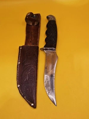 Cuchillo de colección Sears Schrade Walden 149 EE. UU. NY con funda desolladora de caza  Foto 1 de 4