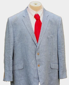 Joseph Abboud Herren Gr. 54R 2 Knopf Mittelblau 100% Leinen Blazer Sport Mantel - Bild 1 von 13