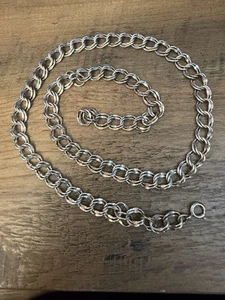 "Collar de cadena de 20"" de plata de ley 925 con doble eslabón ~" - Imagen 1 de 3