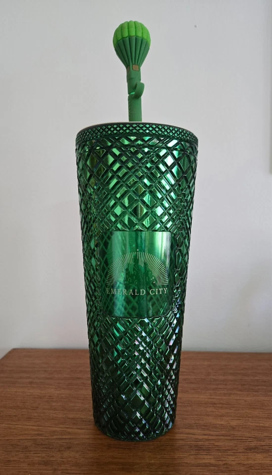 Starbucks 2024 Wicked Gemstone Cold Cup Emerald City with Straw Topper 24Oz.