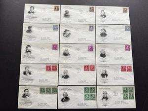 US 1940 Famous Americans FDC #859-893+Complete Set + 35 Covers +Matched Cachets - Picture 1 of 2