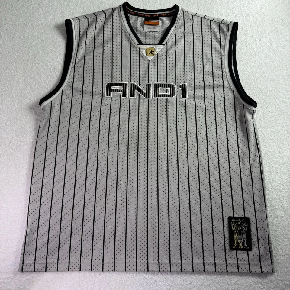 VINTAGE And 1 And1 Basketball Jersey XL Black Pinstripe 90s Y2K Streetball - Image 1 of 4