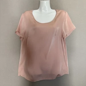 Quince Stretch Silk Top Medium Washable Pink Rose  Womens Short Sleeve Crew Neck - Picture 1 of 8