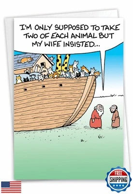 NobleWorks - 1 Funny Birthday Card Cartoons - Hilarious Comic Humor, Notecard - Image 1 of 4