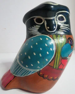 Guererro Mexico Horned Owl with Colorful Design Folk Art Figurine - Picture 1 of 11