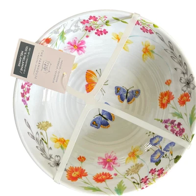 Rachel Ashwell Farmhouse Melamine Salad Bowls 8in Set Of 4 Butterfly Flowers NEW Foto 1 de 4