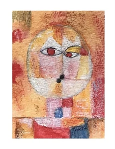 Aceo original By Kenna My Version Senecio Old Man Paul Klee  2.5” X 3.5” - Picture 1 of 5