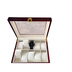 Holz Uhrenbox Klavierlack glänzend massiv Metall Schloss Schlitz Box L25×Cm×20B×8H - Bild 1 von 10