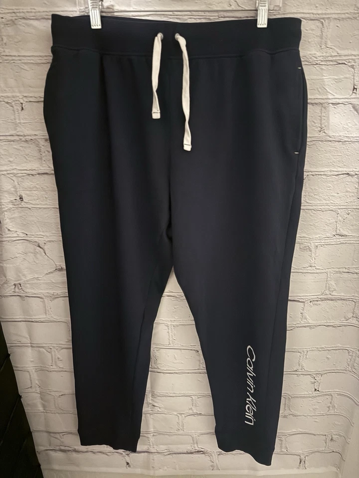 Calvin Klein Joggers Azul Oscuro Elásito Cintura Cordón LOGO NUEVO SIN ETIQUETAS Para Mujer XL Foto 1 de 4