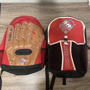 Cincinnati Reds Backpacks Reds Heads Kids Baseball Glove Backpack Lot Of 2 MLB - Picture 1 of 5