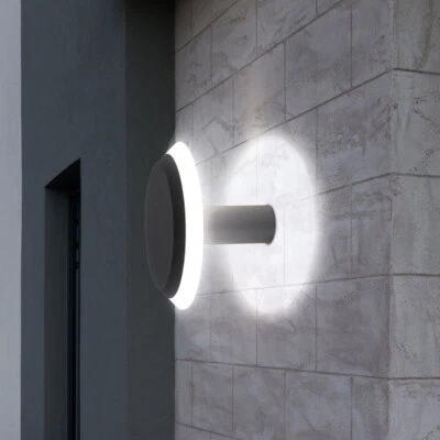 Wandleuchte Außenlampe Hauswandleuchte LED Alu dunkelgrau opal indirektes Licht - Bild 1 von 4