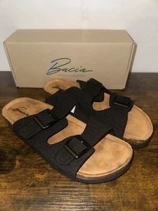 Bacia Womens Cork Footbed Slides Comfort Adjustable Double Buckle Flat Sandals - Picture 1 of 5