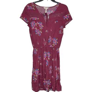 Matilda Jane Women Dress Art Class Cinched Waist Crochet Floral Maroon Size XS - Picture 1 of 11