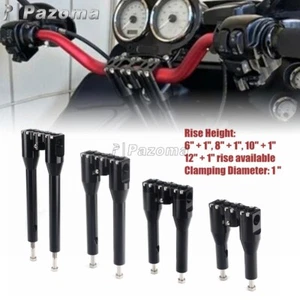 6" 8" 10" 12" Motorcycle Handlebar Rise Black for Harley Dyna 1" Bar Club Style - Picture 1 of 36
